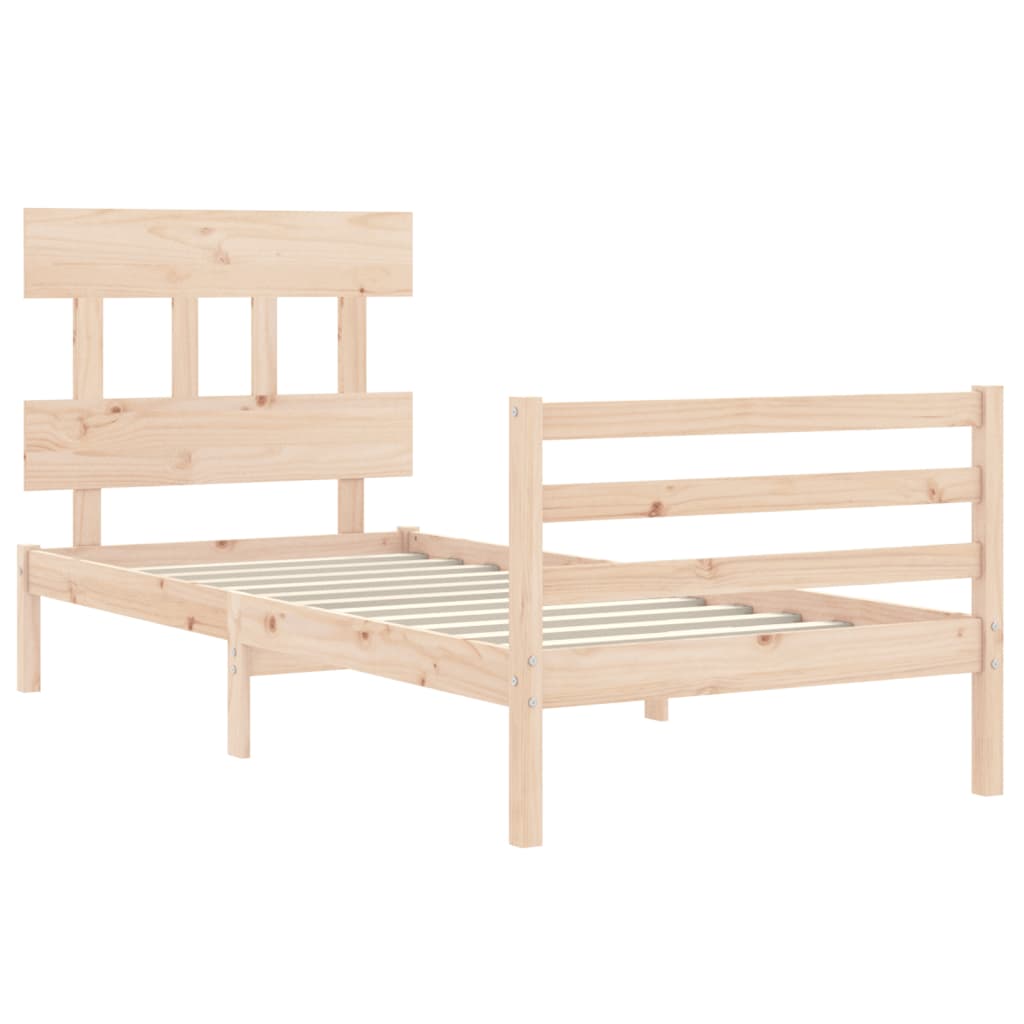 Cadru de pat cu tăblie single, lemn masiv