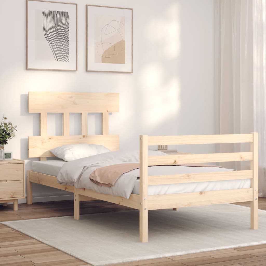 vidaXL Bedframe met hoofdbord massief hout 100x200 cm afbeelding