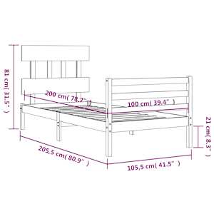Rám postele s čelem bílý 100 x 200 cm masivní dřevo - obrázek 12