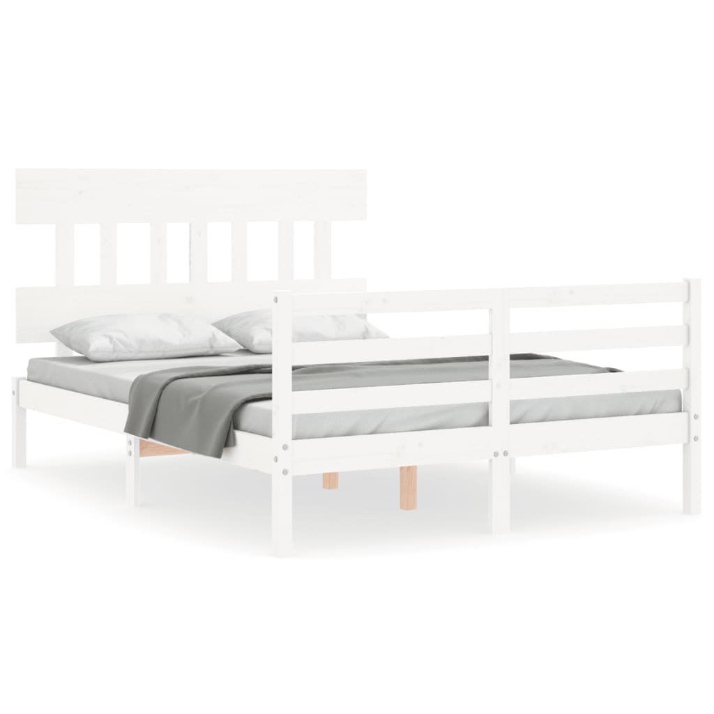 vidaXL Bedframe met hoofdbord massief hout wit 120x200 cm