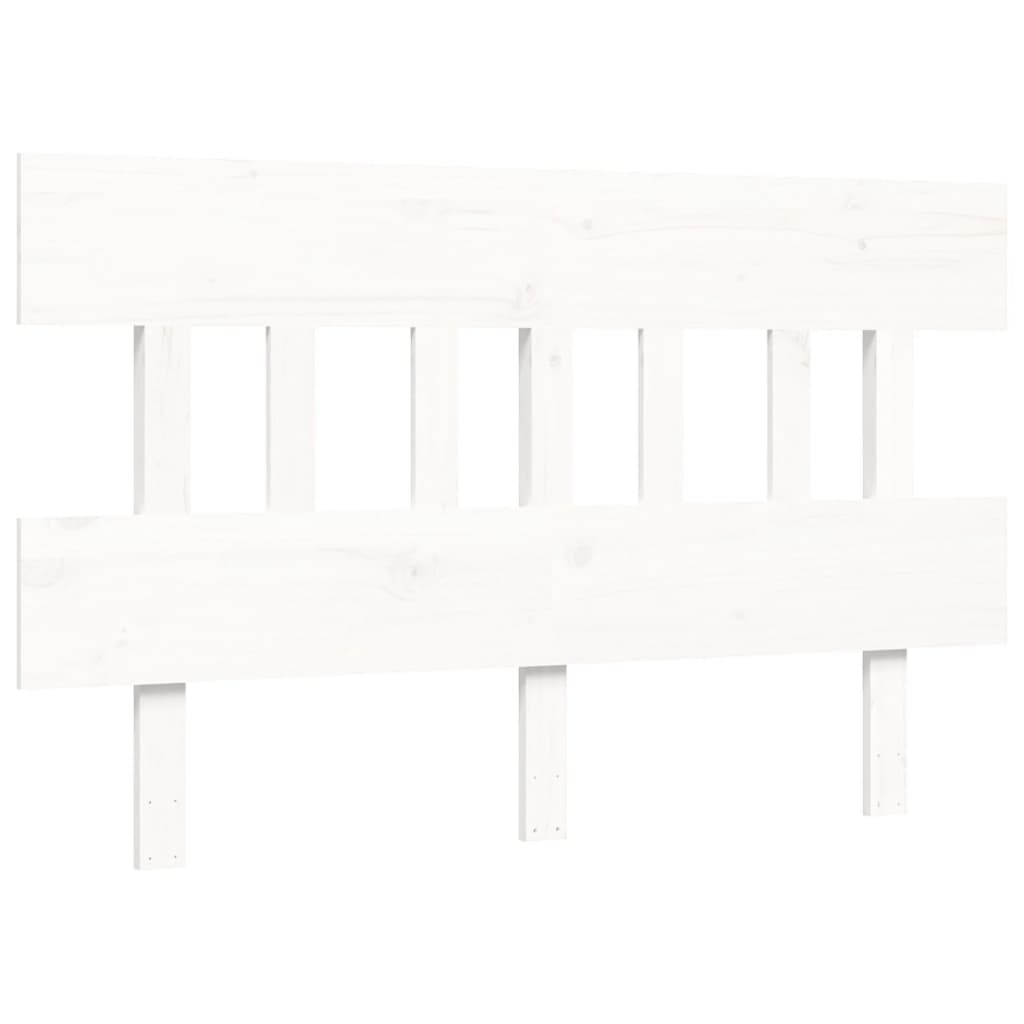 Cadru de pat cu tăblie, alb, 120x200 cm, lemn masiv