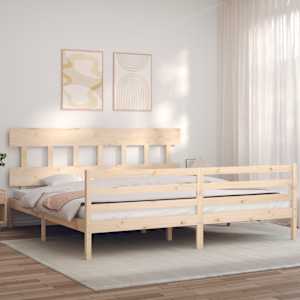 Rám postele s čelem Super King Size masivní dřevo - obrázek 1