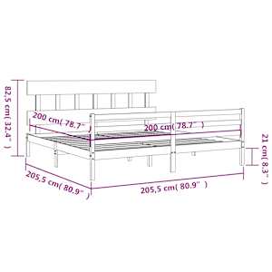 Rám postele s čelem bílý 200 x 200 cm masivní dřevo - obrázek 12