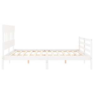 Rám postele s čelem bílý 200 x 200 cm masivní dřevo - obrázek 7