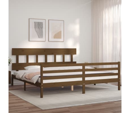 vidaXL S&auml;ngynrunko p&auml;&auml;dyll&auml; hunajanruskea 200x200 cm t&auml;ysi puu