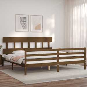 vidaXL S&auml;ngynrunko p&auml;&auml;dyll&auml; hunajanruskea 200x200 cm t&auml;ysi puu