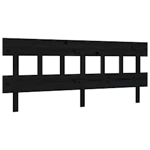 Rám postele s čelem černý 200 x 200 cm masivní dřevo - obrázek 8