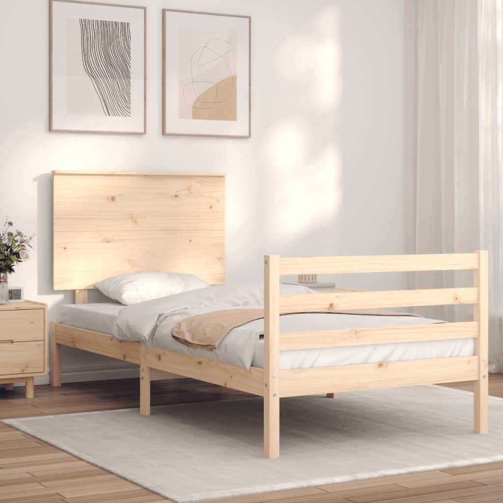 vidaXL Bedframe met hoofdbord massief hout afbeelding
