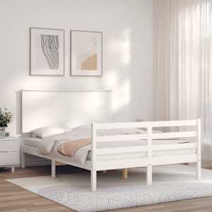 vidaXL Bed Frame without Mattress White Double Solid Wood
