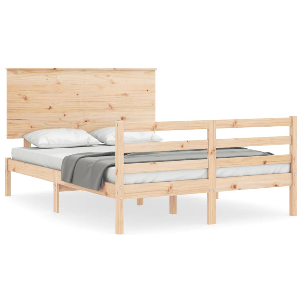 vidaXL Rám postele s čelem 140 x 190 cm masivní dřevo