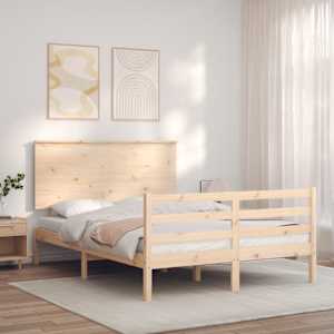 Rám postele s čelem 140 x 190 cm masivní dřevo - obrázek 1