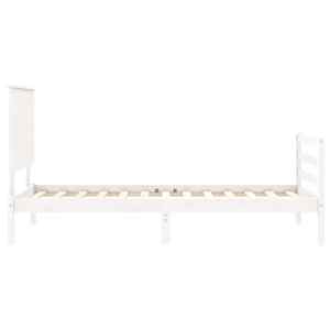 Rám postele s čelem bílý 90 x 200 cm masivní dřevo - obrázek 7