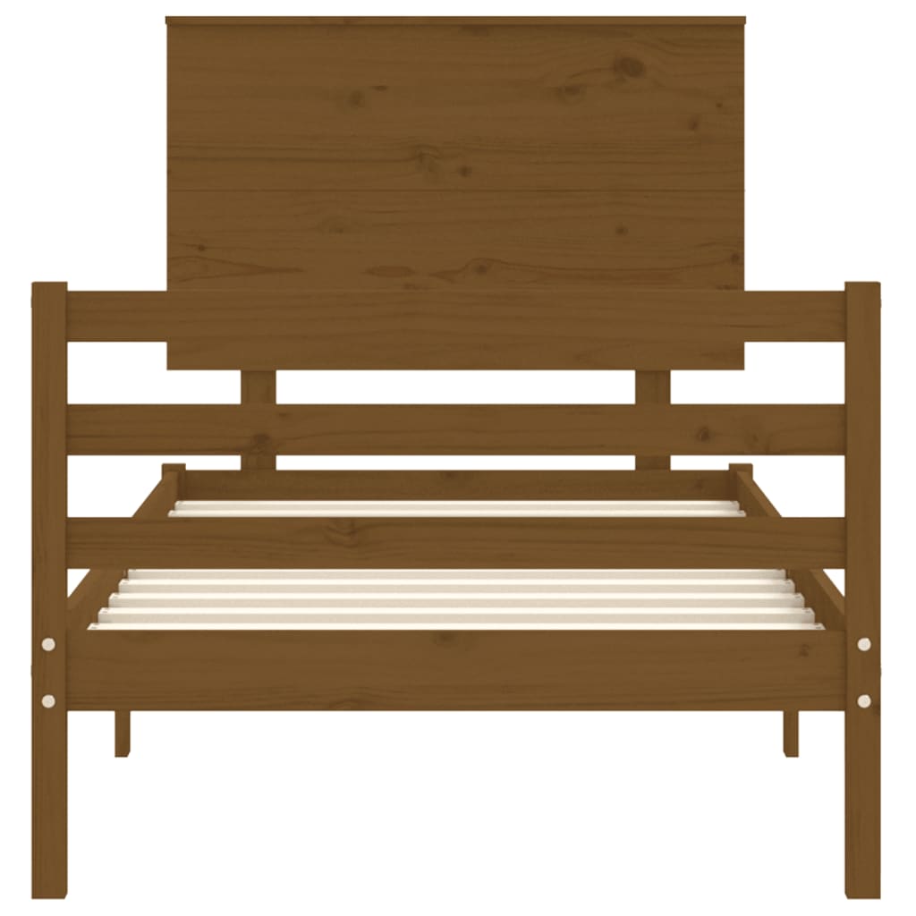 mézbarna tömör fa ágykeret fejtámlával 100 x 200 cm