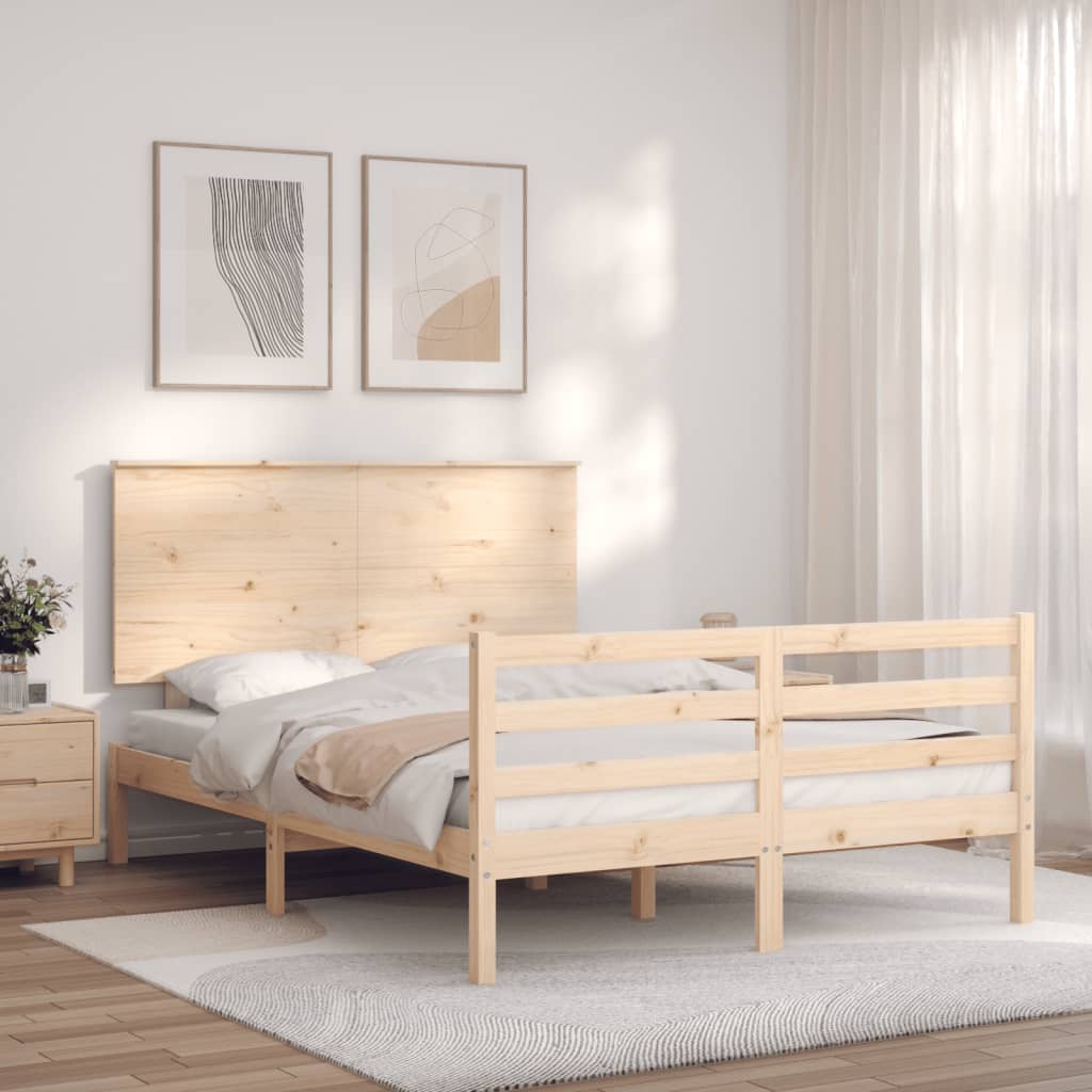 vidaXL Bedframe met hoofdbord massief hout 120x200 cm afbeelding