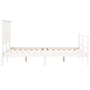 Rám postele s čelem bílý 120 x 200 cm masivní dřevo - obrázek 7