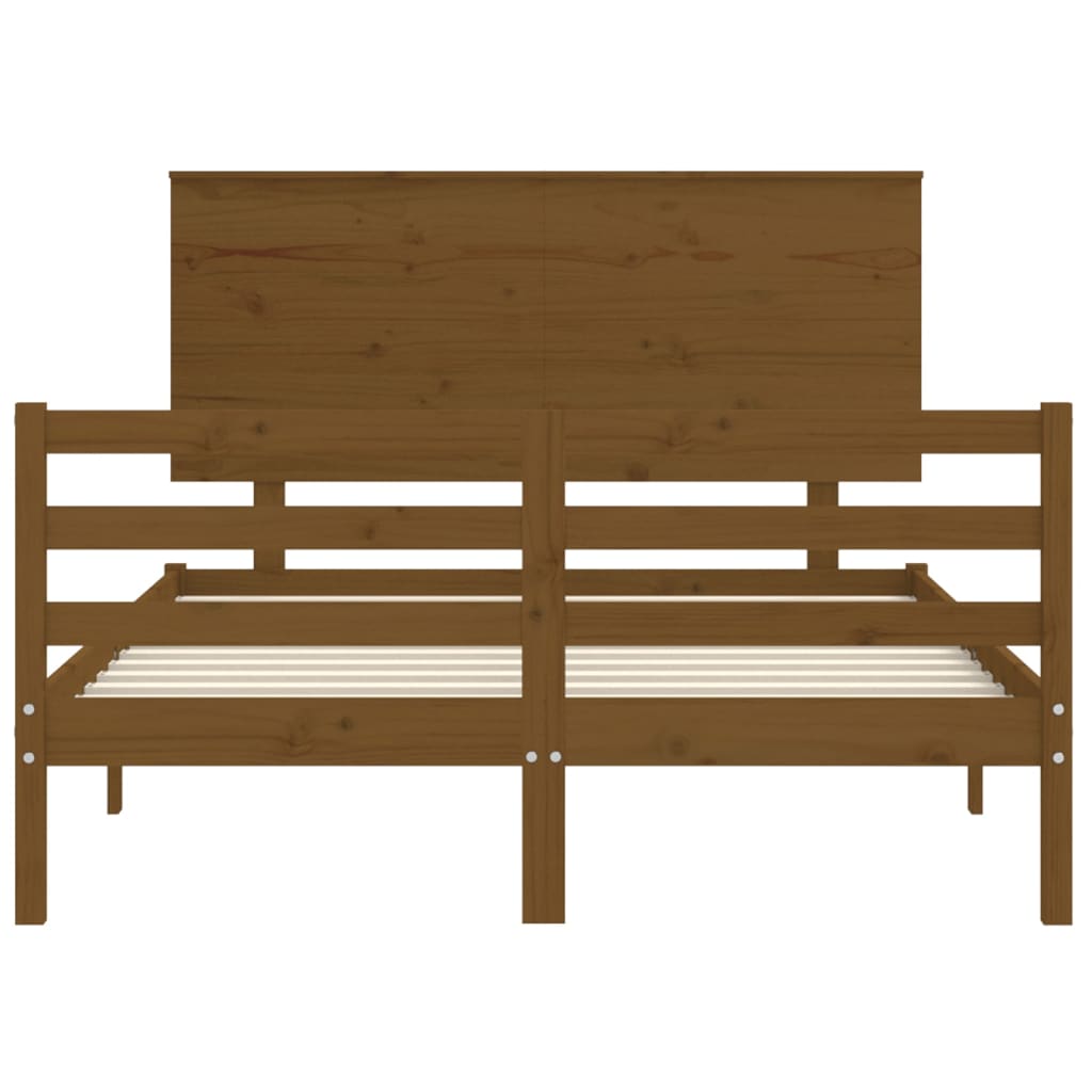 mézbarna tömör fa ágykeret fejtámlával 120 x 200 cm