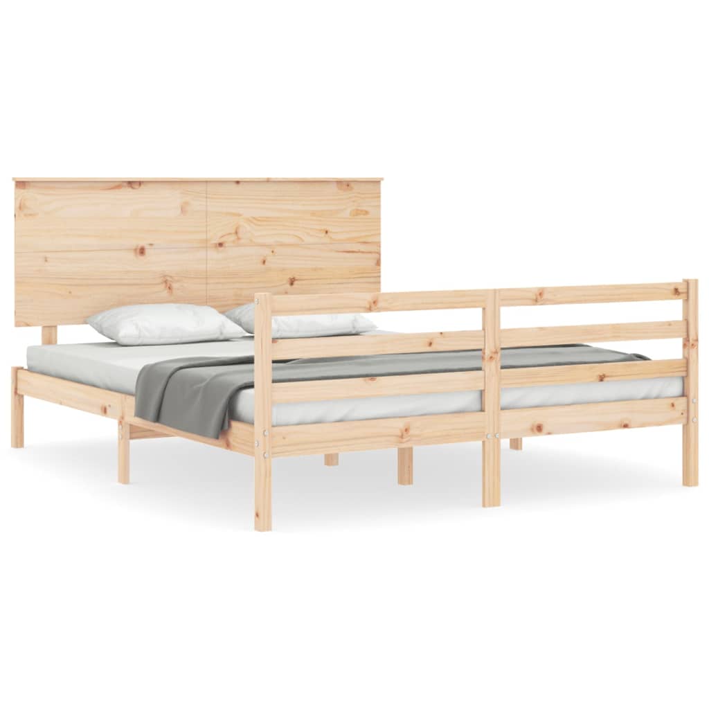 vidaXL Rám postele s čelem King Size masivní dřevo