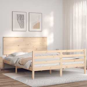 Rám postele s čelem 160 x 200 cm masivní dřevo - obrázek 3
