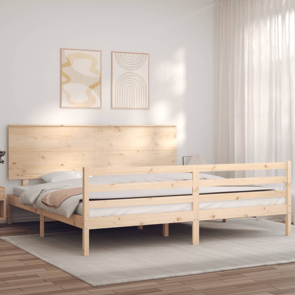 vidaXL Bedframe met hoofdbord massief hout afbeelding