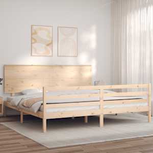 Rám postele s čelem Super King Size masivní dřevo - obrázek 3