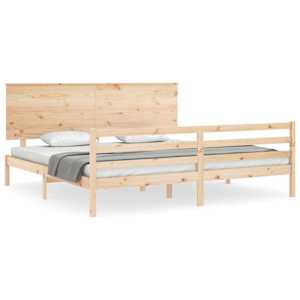 Rám postele s čelem 200 x 200 cm masivní dřevo - obrázek 2