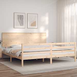 Rám postele s čelem 200 x 200 cm masivní dřevo - obrázek 1