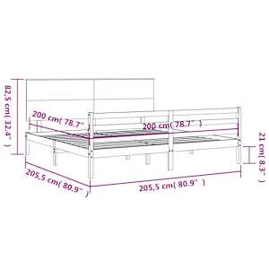 Rám postele s čelem černý 200 x 200 cm masivní dřevo - obrázek 12