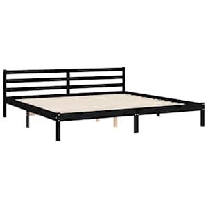 Rám postele s čelem černý 200 x 200 cm masivní dřevo - obrázek 9