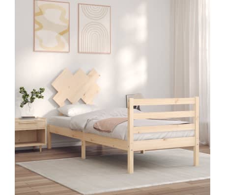 vidaXL Lovos rėmas su galvūgaliu, medienos masyvas, mažas vienvietis