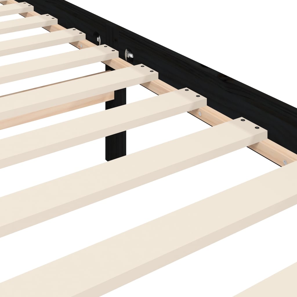 Posteljni okvir z vzglavjem črn 2FT6 trden les