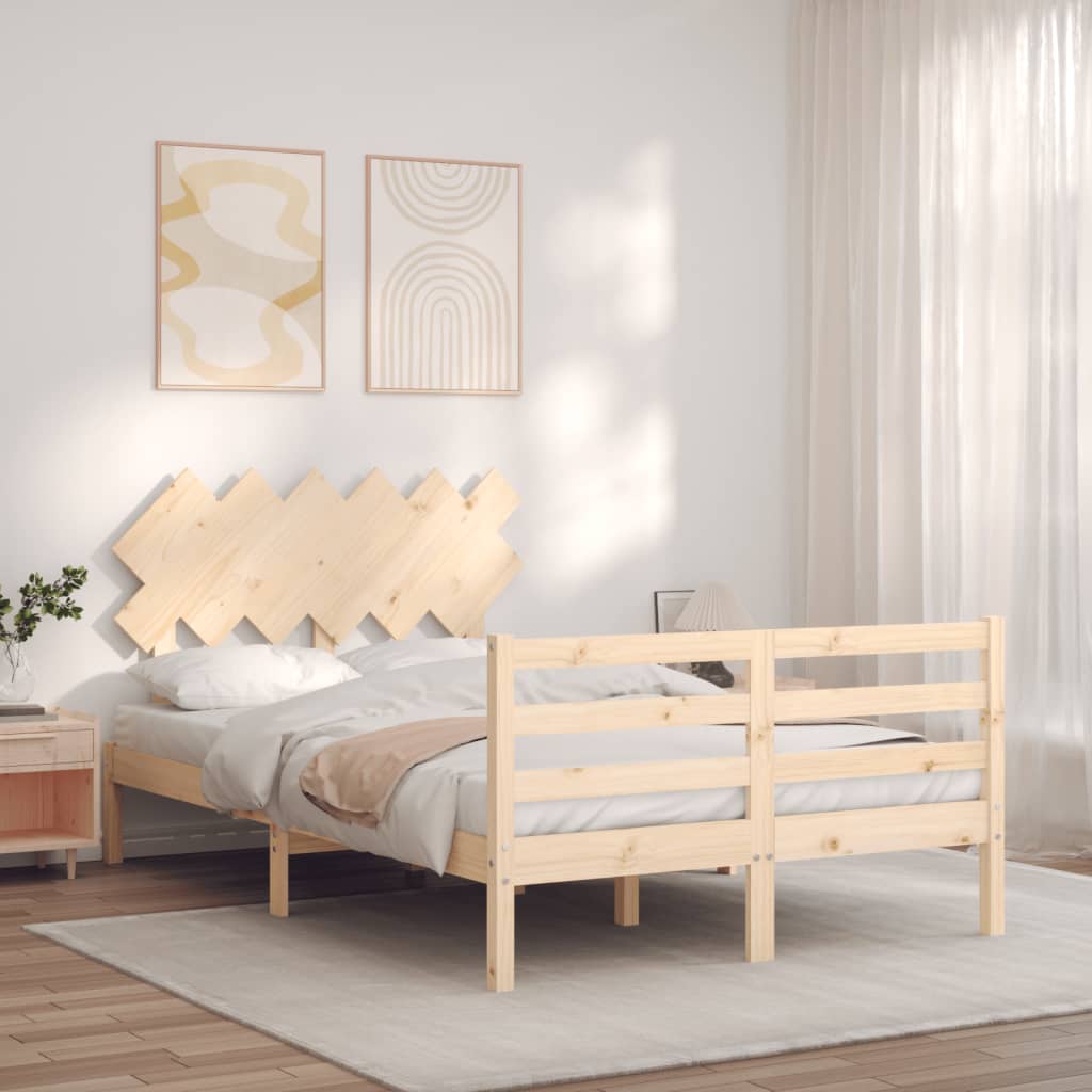 vidaXL Bedframe met hoofdbord massief hout afbeelding