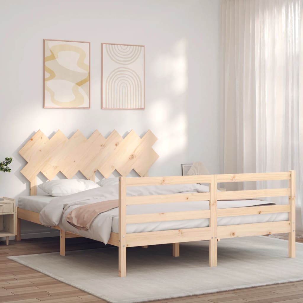 Thumbnail - vidaXL Massivholzbett mit Kopfteil 140x190 cm
