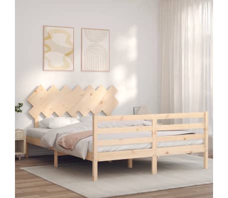 vidaXL Massivholzbett mit Kopfteil 140x190 cm