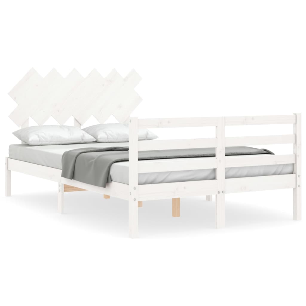 vidaXL Bedframe met hoofdbord massief hout wit 120x200 cm