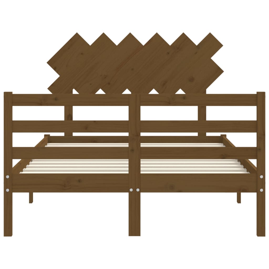 mézbarna tömör fa ágykeret fejtámlával 120 x 200 cm