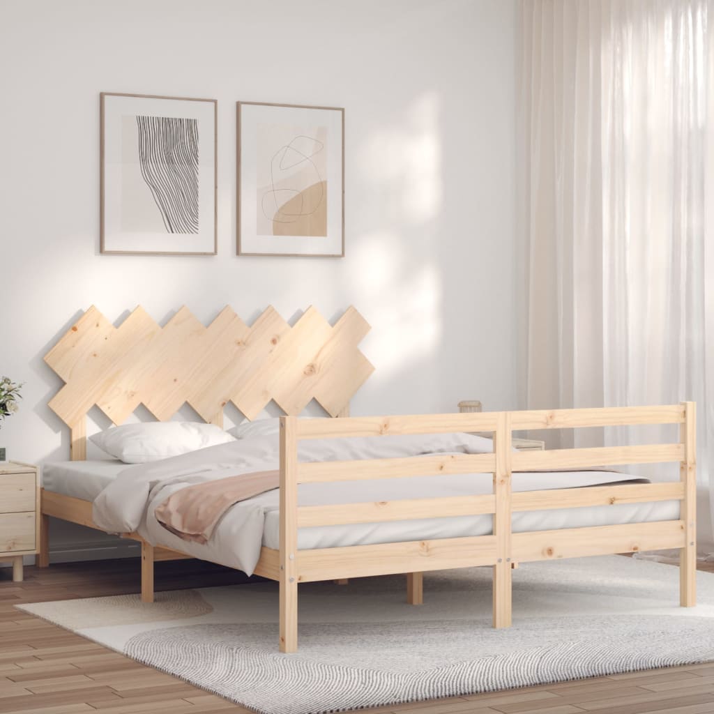 vidaXL Cadre de lit avec tête de lit King Size bois massif
