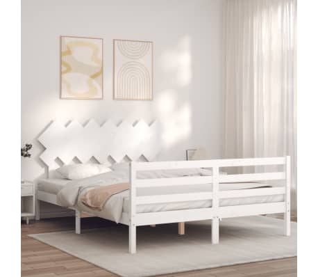 vidaXL Cadre de lit sans matelas blanc bois de pin massif
