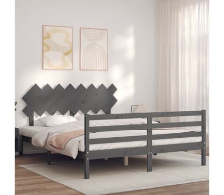 vidaXL Bed Frame without Mattress Grey 160x200 cm Solid Wood