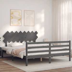 vidaXL Bed Frame without Mattress Grey 160x200 cm Solid Wood