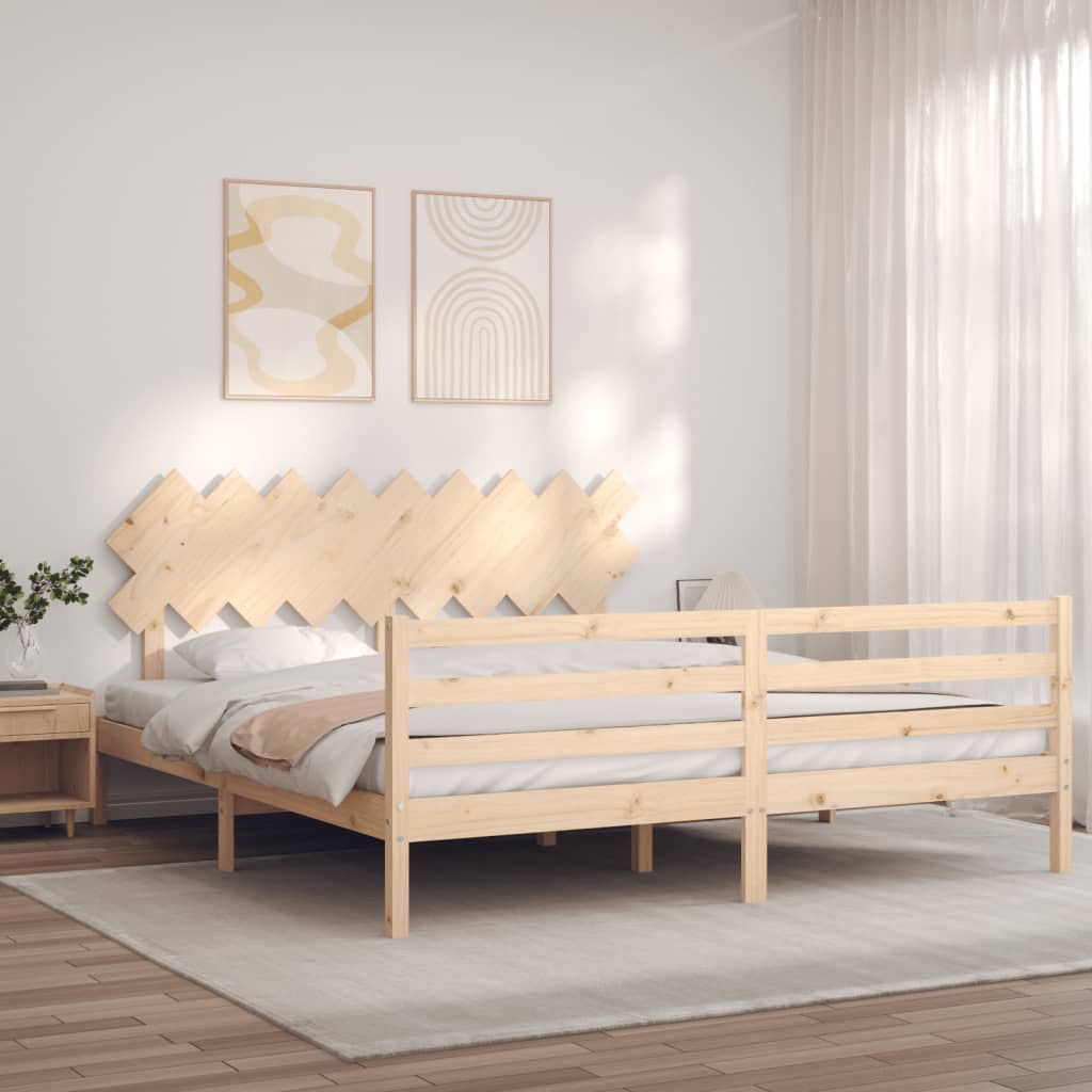 vidaXL Bedframe met hoofdbord massief hout afbeelding