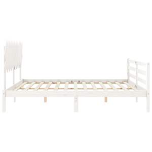 Rám postele s čelem bílý 200 x 200 cm masivní dřevo - obrázek 7