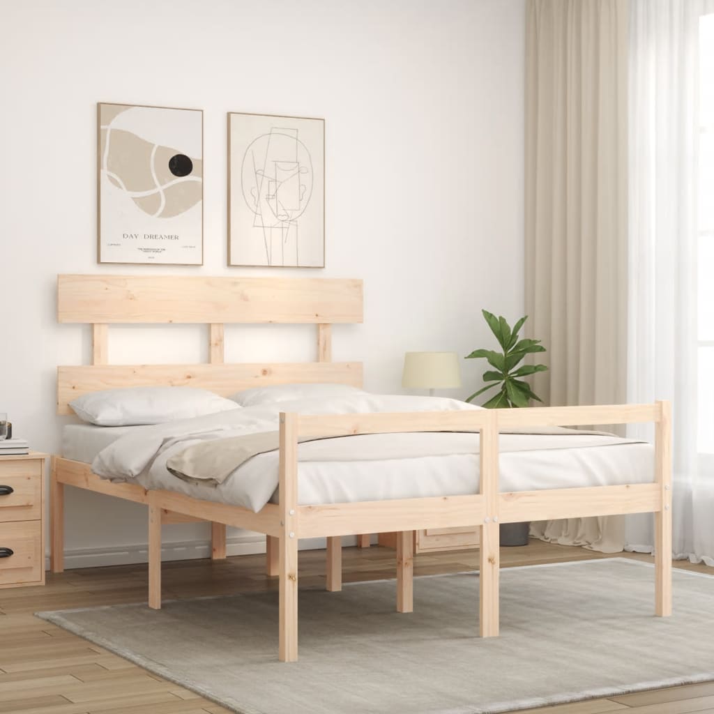 vidaXL Bed Frame with Headboard Small Double Solid Wood