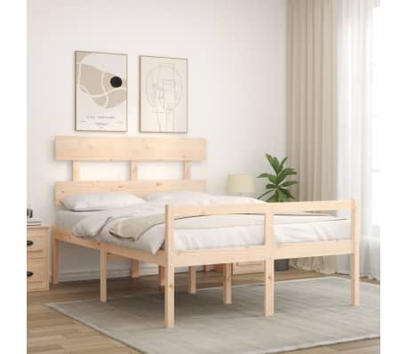 vidaXL Bed Frame with Headboard Small Double Solid Wood