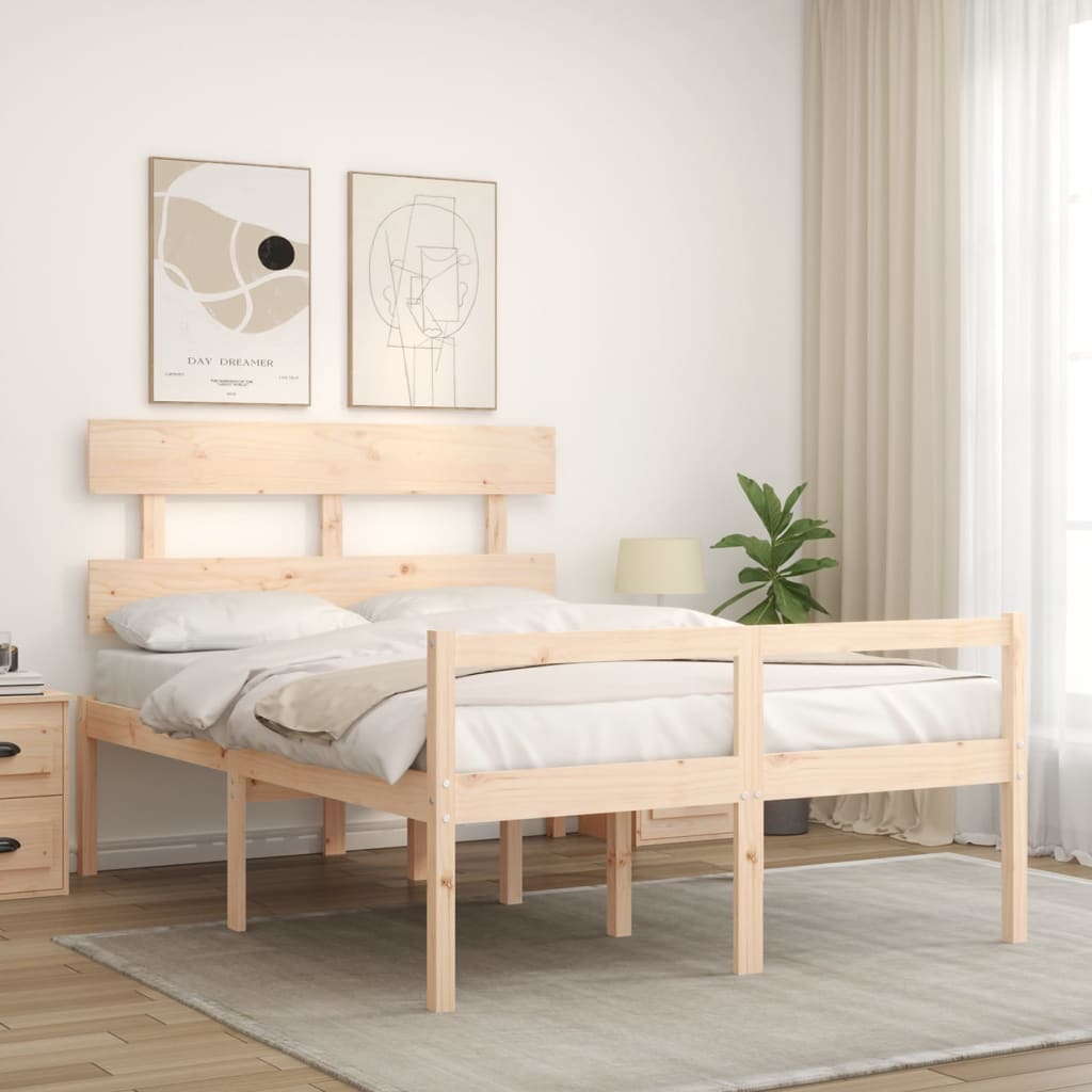 vidaXL Cama para idosos com cabeceira 140x190 cm madeira maciça