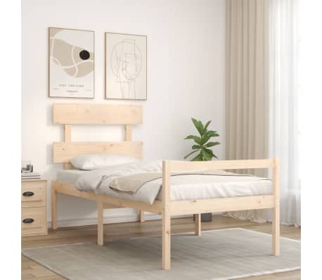 vidaXL Lit pour personne âgée et tête de lit 90x200 cm bois massif