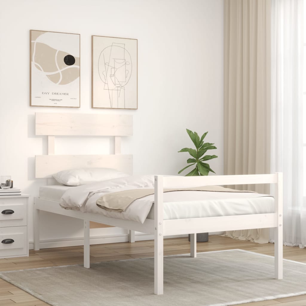 vidaXL Senior Bed without Mattress White 90x200 cm Solid Wood