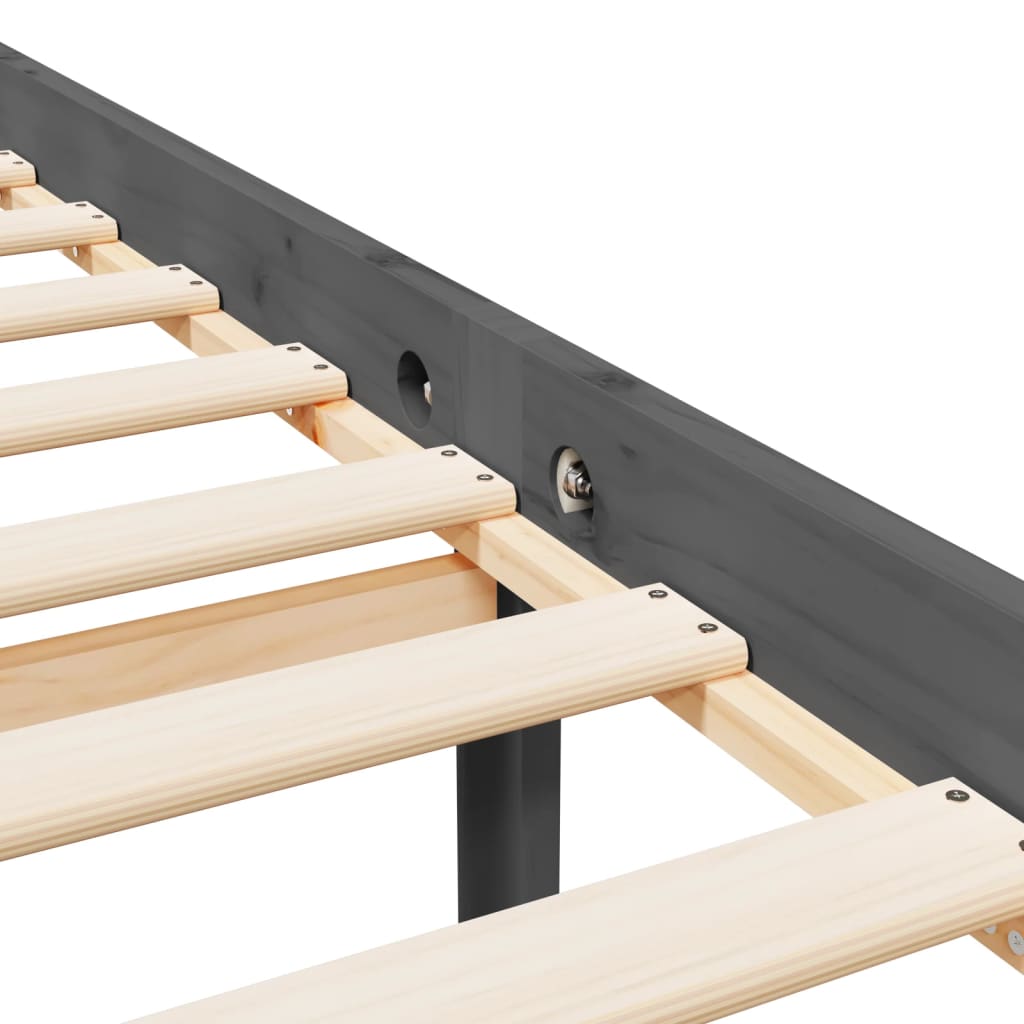 szürke tömör fa ágykeret fejtámlával 90 x 200 cm