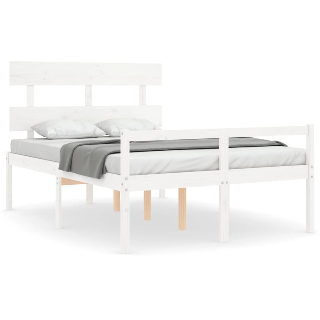 vidaXL Bedframe met hoofdbord massief hout wit 120x200 cm