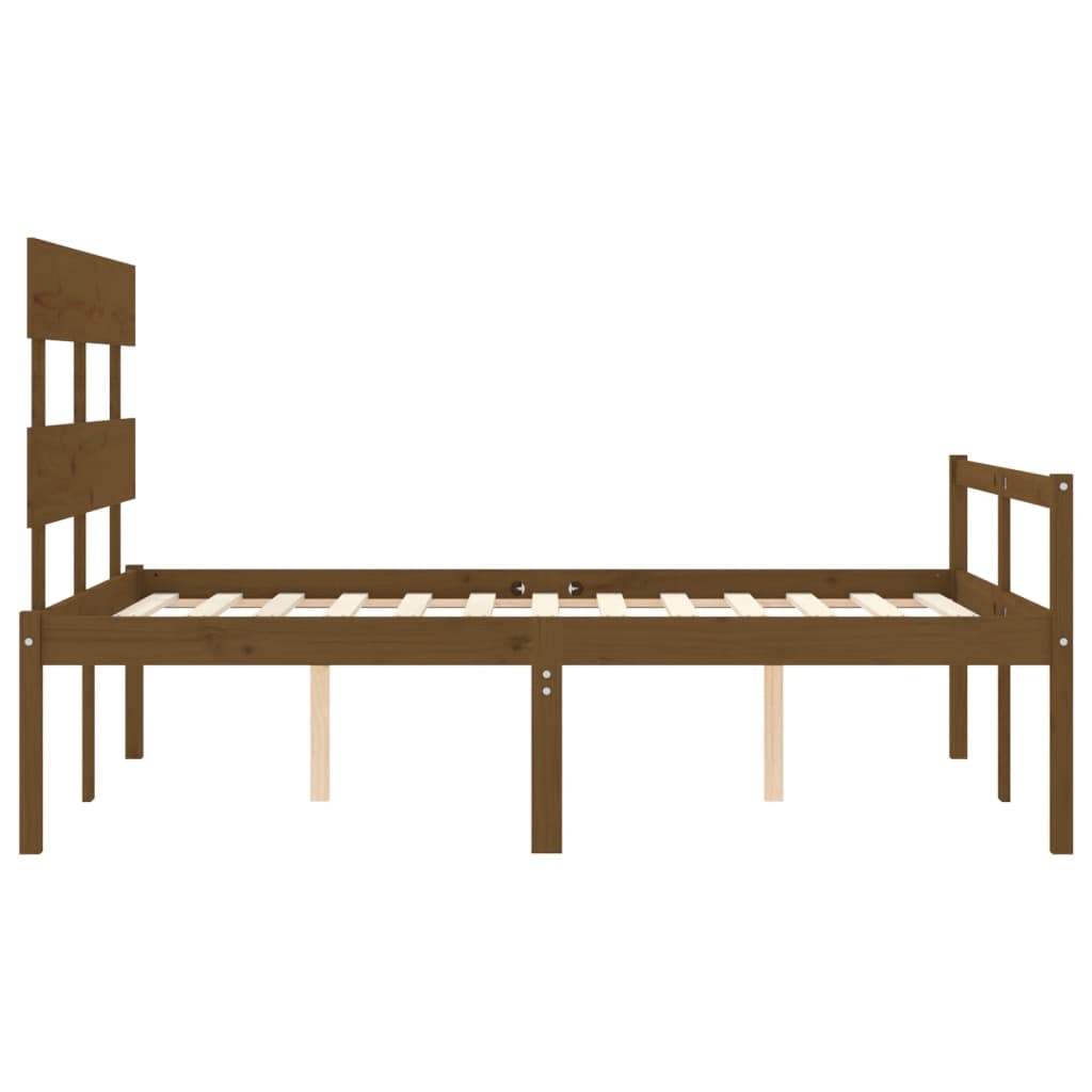 mézbarna tömör fa ágykeret fejtámlával 120 x 200 cm