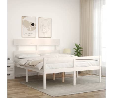 vidaXL Κρεβάτι Ηλικιωμένου με Κεφαλάρι 160 x 200 εκ. Λευκό Μασίφ Ξύλο